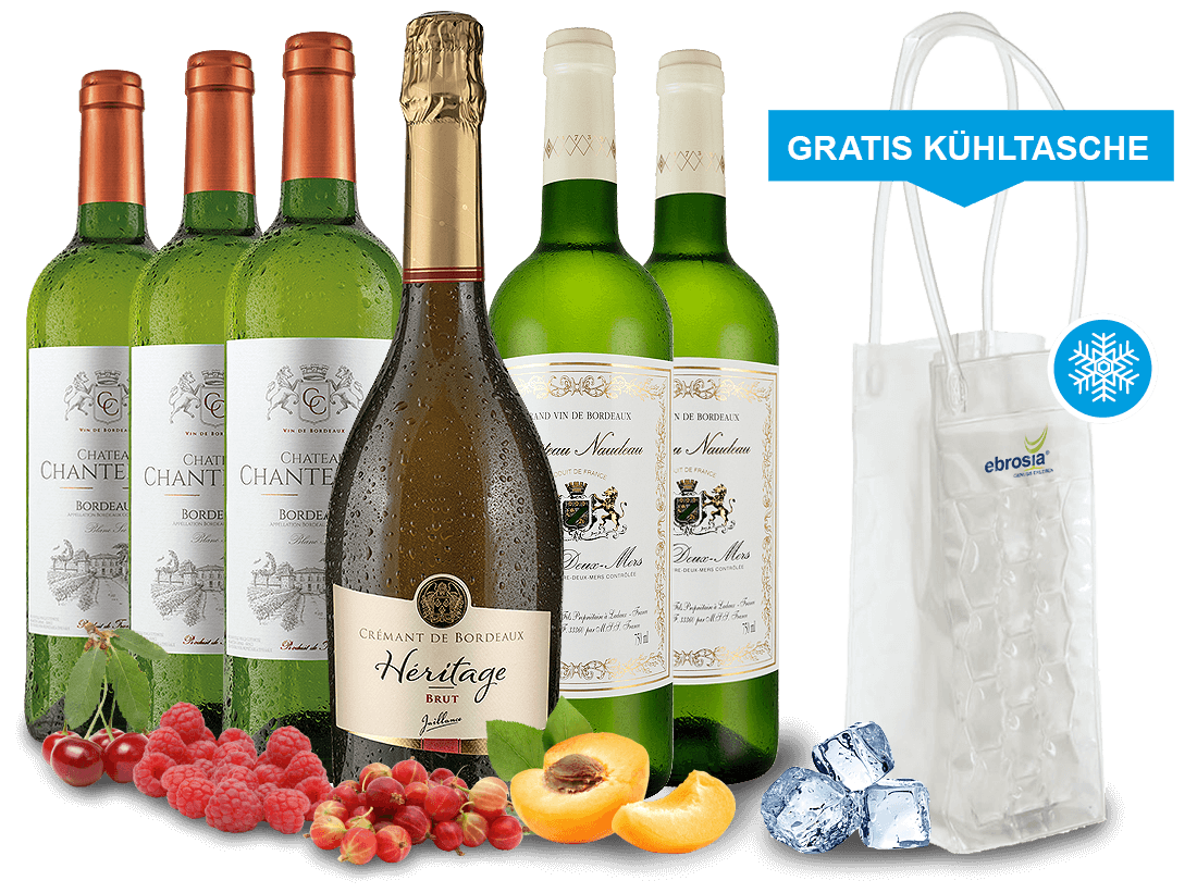 Probierpaket Bordeaux Weißweine inkl. Crémant und Cooling Bag gratis von Verschiedene