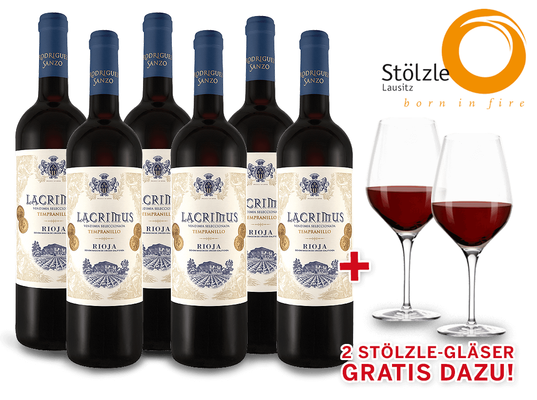 Probierpaket Javier Rodriguez Rioja Lacrimus und 2 Gläser gratis von Verschiedene