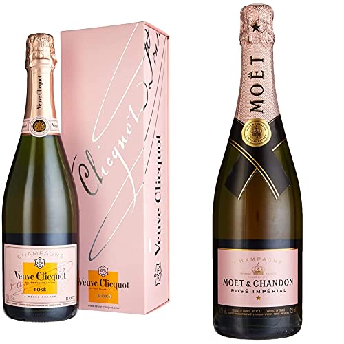 Veuve Clicquot Rosé Champagner mit Geschenkverpackung (1 x 0.75 l) & Moët & Chandon Brut Rosé Impérial Champagne (1 x 0.75 l) von Veuve Clicquot