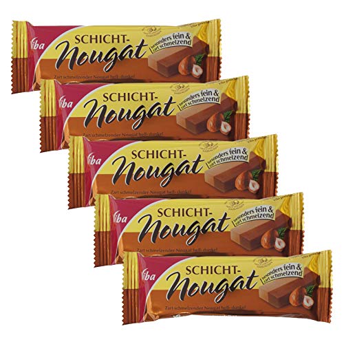 5er Pack Viba Schicht-Nougat (5 x 40 g) Nougat hell-dunkel fein & zartschmelzend Nougatriegel von Viba