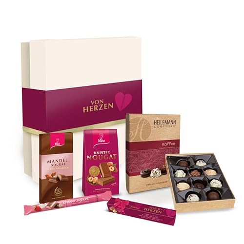 Geschenkbox mit Schokolade, Nougat und Pralinen (Von Herzen) von Viba