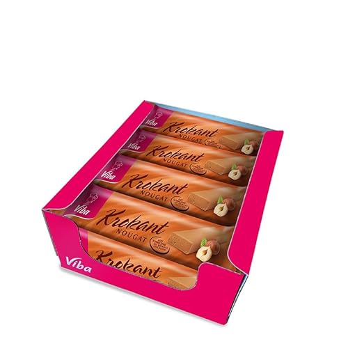 Viba Nougat Stangen/Riegel im Karton (12 x 75 g, Krokant Riegel) von Viba