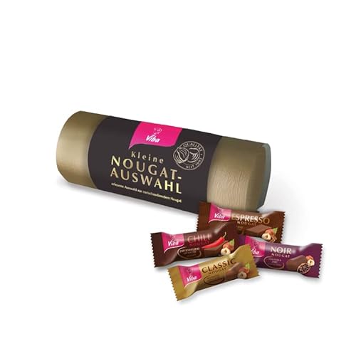 Viba Nougat-Auswahl, Viba's Beste, Geschenk-Rolle (Kleine Nougat-Auswahl, feinherb, 160 g) von Viba