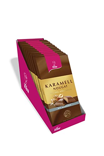 Viba Nougat-Schokoladen, Tafelschokoladen gefüllt mit Nougat, 100 g (10 x 100 g, Karamell-Salz Nougat) von Viba