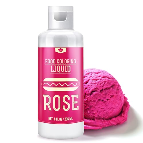Lebensmittelfarbe - 236ml Flüssige Lebensmittel Farben zum Backen, Kuchen Dekorieren, Zuckerguss, Kekse und Macaron - Zuckerfrei Food Coloring für Getränken, Osterei, Seifen und Basteln (Rose) von Vibrandye