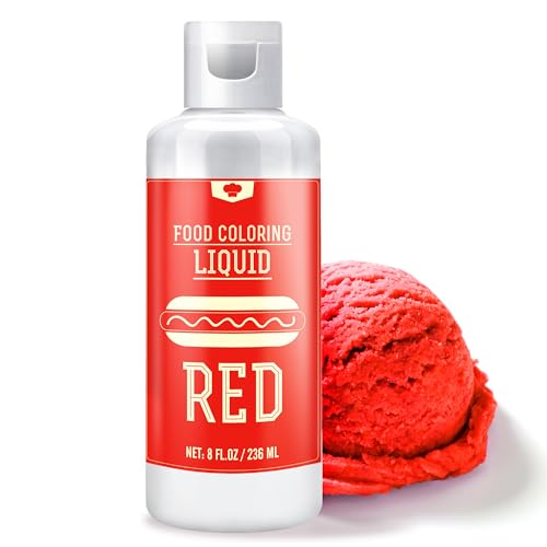 Lebensmittelfarbe - 236ml Flüssige Lebensmittel Farben zum Backen, Kuchen Dekorieren, Zuckerguss, Kekse und Macaron - Zuckerfrei Food Coloring für Getränken, Osterei, Seifen und Basteln (Rot) von Vibrandye