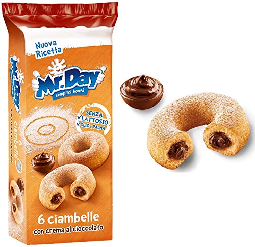 6x Vicenzi Mr. Day Ciambelle con crema al cioccolato Donuts mit Schokoladencreme Kuchen brioche 288g abgepackte Snacks von Vicenzi
