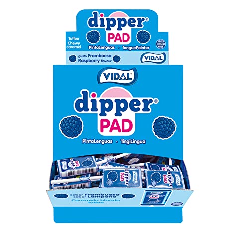 Vidal Dipper Pad Kaugummi mit Himbeer-Geschmack, Blau, 100 Stück Vidal Dipper Pad Kaugummi mit Himbeer-Geschmack, Blau, 100 Stück von Vidal