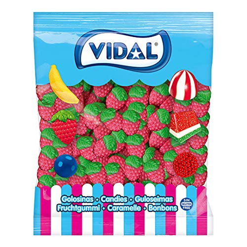 Vidal Wilde Erdbeere, Gummikaramell mit Geschmack und Erdbeerform, Grün und Rot, Beutel 1,5 kg von Vidal