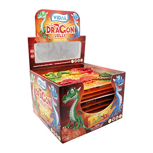 Vidal XL Dragon Jelly 11x2 Stück im Blister a 33 g Gesamt 726 g Verkaufsdisplay 22 Drachen Gummibärchen Fruchtgummi Glutenfrei von Vidal