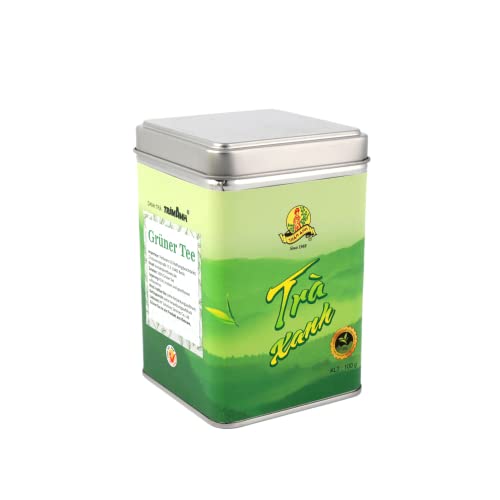 Teedosen - Tee Geschenkdose - Vietnamesischer Tee – Exklusive Teesorten in hocherwertiger Verpackung – 100g (Grüntee) von VietBeans