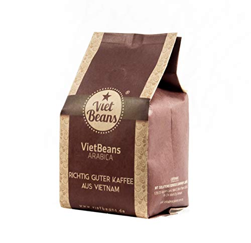 VietBeans 100% Arabica Gemahlener Röstkaffee - Kaffee säurearm gemahlen - Fruchtiger Hochlandkaffee mit Nebennote Karamell und Honig - Leicht bittere Süße - 250g von VietBeans