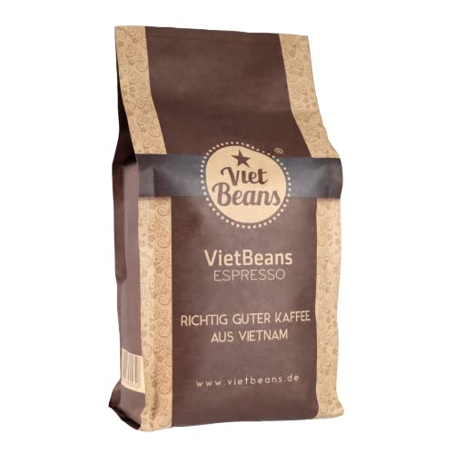 VietBeans Espresso Kaffeebohnen 1kg - Exklusive Hochland Coffee Beans aus Cau Dat - Kaffee Crema mit wenig Säure durch schonende Trommelröstung - Bohnenkaffee ganze Bohnen 1kg von VietBeans