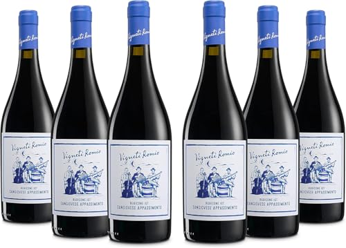 Vigneti Romio Sangiovese Rubicone IGT Appassimento, Vollmundiger Rotwein mit Fruchtigen Noten, 14,5 % Vol., Karton mit 6 Flaschen mit jeweils 750 ml Vigneti Romio Sangiovese Rubicone IGT Appassimento, Vollmundiger Rotwein mit Fruchtigen Noten, 14,5 % Vol., Karton mit 6 Flaschen mit jeweils 750 ml von Vigneti Romio