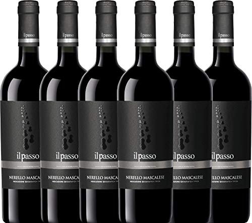 VINELLO 6er Weinpaket Rotwein - Il Passo Nerello Mascalese 2019 - Vigneti Zabu mit einem VINELLO.weinausgießer | trockener Rotwein | italienischer Wein aus Sizilien | 6 x 0,75 Liter von Vigneti ZABU