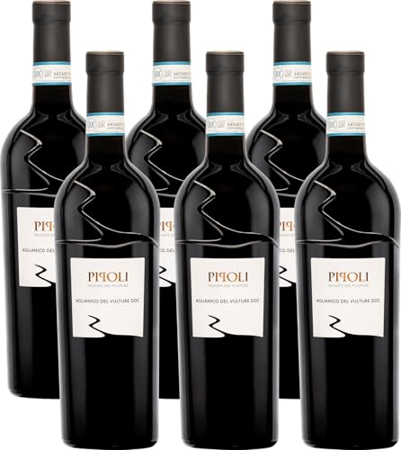 VIGNETI DEL VULTURE Pipoli Aglianico del Vulture DOC (6x 0,75 l) – Trockener, italienischer Rotwein aus Basilikata, vollmundig und würzig von VIGNETI DEL VULTURE