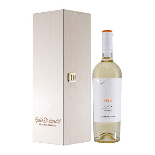 I Muri Bianco Puglia IGP -Weißwein mit Geschenk-Holzkiste von Vignetti Del Salento