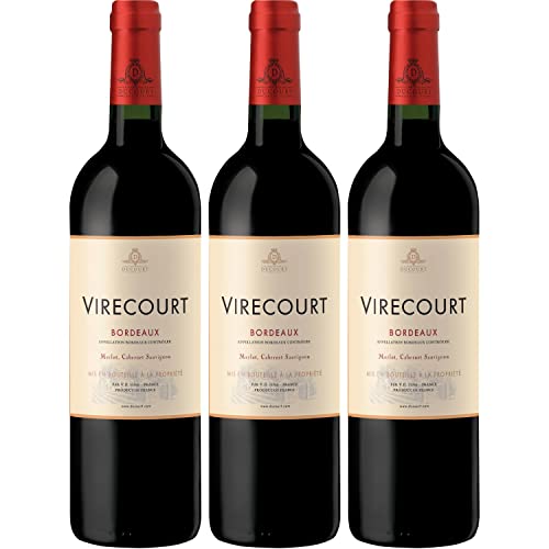 Virecourt Rouge Bordeaux Rotwein Wein trocken Frankreich I Visando Paket (3 Flaschen) von Vignobles Ducourt