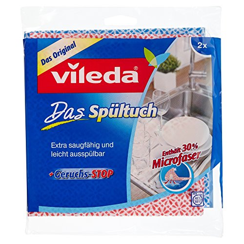 Vileda Spültuch mit 30% Microfaser für länger anhaltende hygienische Frische - 2er Pack von Vileda