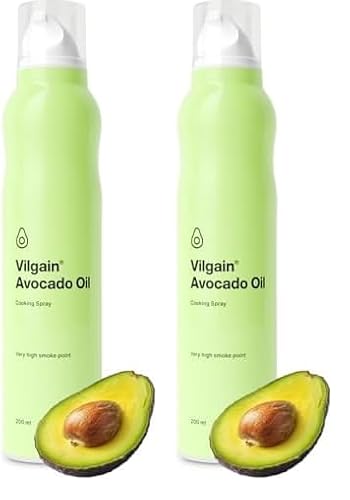 Vilgain® Avocadoöl Spray | Natürliches Öl-Kochspray | Sprühflasche | 100% reines Öl aus biologischem Anbau | Für gesundes Kochen und Braten | Ohne Treibmittel | 200 ml (Packung mit 2) von Vilgain