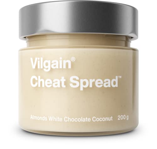 Vilgain® Cheat Spread - Vegane Protein Haselnusscreme, hochwertiges Eiweiß | 100% natürlich, ohne künstliche Zusatzstoffe | Heißluftgeröstete Nüsse | Mandeln/Schokolade & Kokosnuss, 200g von Vilgain