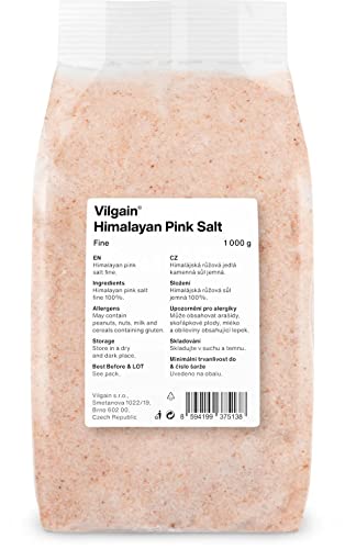 Vilgain® Himalaya Salt | Hochreines Himalaya-Salz für Kochen und Hautpflege | Natürliche Quelle von Mineralien und Spurenelementen | Vegan & Glutenfrei | Rosa Natursalz aus Punjab Pakistan, 1000g von Vilgain