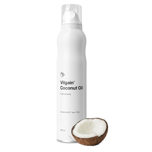 Vilgain® Kokosöl Spray | Natürliches Öl-Kochspray | Sprühflasche | 100% reines Öl aus biologischem Anbau | Für gesundes Kochen und Braten | Getrenntes Treibmittel, 200 ml von Vilgain