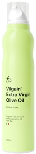 Vilgain® Bio Olivenöl Spray | Natürliches Oil Kochspray | Sprühflasche | 100% reines Olivenöl aus biologischem Anbau | Für gesundes Kochen und Braten | Getrenntes Treibmittel, 200 ml von Vilgain