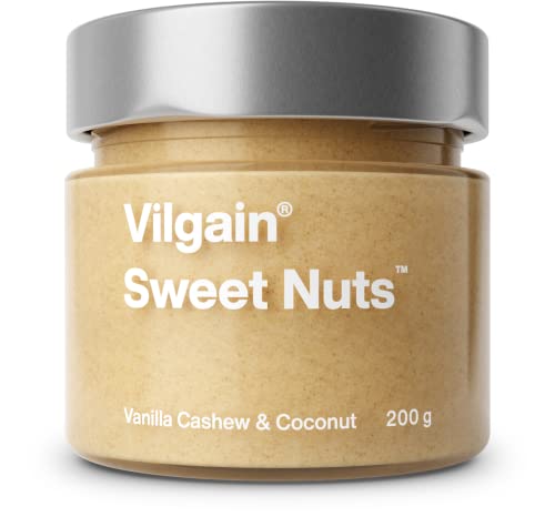 Vilgain® Sweet Nuts - Süße Nusscreme, Natürliche Energiequelle, ohne Zucker | Perfekt für Snack | Mit Vitaminen und Mineralstoffen für eine gesunde Ernährung | Vanille Cashewnüsse/Kokosnuss, 200g von Vilgain