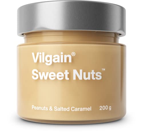 Vilgain® Sweet Nuts - Süße Nusscreme, Natürliche Energiequelle, ohne Zucker | Perfekt für Frühstück, Snack | Mit Vitaminen und Mineralstoffen für eine gesunde Ernährung | Erdnüsse/Salzkaramell, 200g von Vilgain