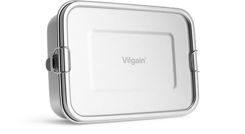 Vilgain Edelstahl Lunchbox | Bis zu 6 Stunden temperaturbeständig, plastikfrei & auslaufsicher | Genussvolles Essen unterwegs leicht gemacht | Umweltfreundliche Brotdose (800 ml) von Vilgain