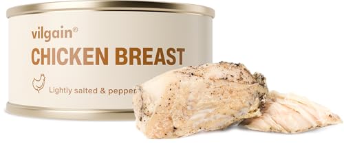 Vilgain Fleischkonserven – 100% natürlich, ohne Konservierungsstoffe, proteinreich, saftige Stücke, geprüfte Herkunft, ideal für gesunde Ernährung & schnelle Gerichte (100g, Hähnchenbrust) von Vilgain