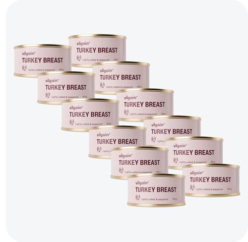 Vilgain Fleischkonserven – 100% natürlich, ohne Konservierungsstoffe, proteinreich, saftige Stücke, geprüfte Herkunft, ideal für gesunde Ernährung & schnelle Gerichte (12x100g, Putenbrust) von Vilgain