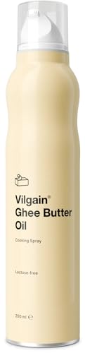 Vilgain Ghee Butter Oil Spray | Ghee im Spray ⁠–⁠ geklärte Butter mit Avocadoöl in Sprühflasche, mit praktischem Spender, laktosefrei, 200ml von Vilgain
