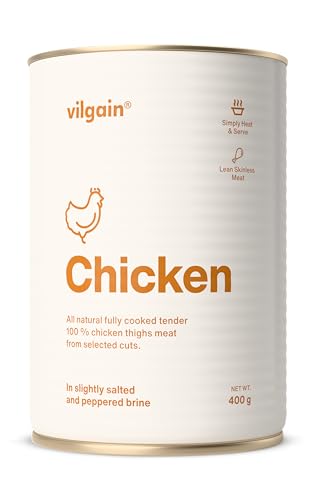Vilgain Hähnchenfleisch – saftiges gekochtes Fleisch aus käfigfreier Haltung, 98% Fleischanteil, fettarm & proteinreich, ohne Konservierungsstoffe, Schnelle Mahlzeiten & Snack, 400 g Vilgain Hähnchenfleisch – saftiges gekochtes Fleisch aus käfigfreier Haltung, 98% Fleischanteil, fettarm & proteinreich, ohne Konservierungsstoffe, Schnelle Mahlzeiten & Snack, 400 g von Vilgain