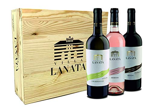 Villa Lanata Langhe Chardonnay + Piemonte Rosato + Piemonte Rosso - 3 Flaschen - Italien Wein Holzbox trocken (3 x 0.75 l) von Villa Lanata
