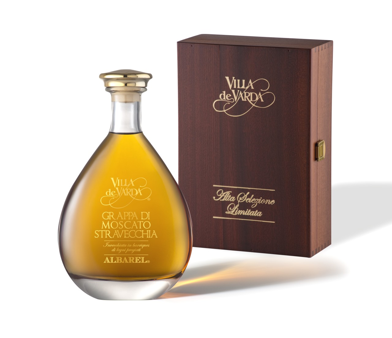 Villa de Varda Grappa Moscato Stravecchia Albarel in Holzkiste 0,7 l Villa de Varda Grappa Moscato Stravecchia Albarel in Holzkiste 0,7 l von Villa de Varda Grappa