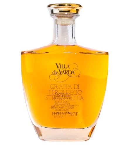 Villa de Varda Grappa Teroldego Stravecchia-Broilet Alta Selezione / 40% Vol. / 0,7 Liter-Flasche in Kästchen aus Mahagoniholz Villa de Varda Grappa Teroldego Stravecchia-Broilet Alta Selezione / 40% Vol. / 0,7 Liter-Flasche in Kästchen aus Mahagoniholz von Villa de Varda