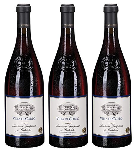 3x 0,75l - Villa di Corlo - Tappo R. - Lambrusco Grasparossa di Castelvetro D.O.C. - Frizzante Amabile - Emilia Romagna - Italien - roter Perlwein süß von Villa di Corlo