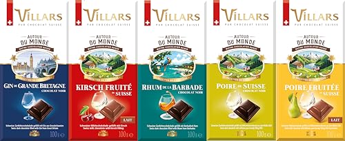 Villars Schweizer Likör Schokoladen Probierpaket 5 x 100g Villars Schweizer Likör Schokoladen Probierpaket 5 x 100g von Villars