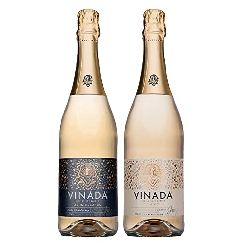 VINADA - Sparkling Gold & Crispy Chardonnay Variety - Zero Alcohol Wine - 750 ml (2 Glass Bottles) von Vinada