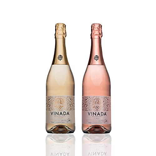 VINADA - Sparkling Rosé - Alkoholfreier Sekt - Alkoholfreie Wein - Zero Alcohol Wine - 750 ml (2 Glass Bottles) (Variety Pack (Airen Gold & Rose)) von Vinada