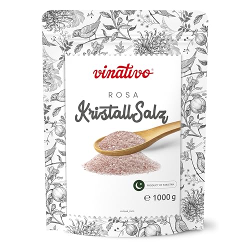 vinativo Rosa Kristallsalz – fein – 1kg – Premium Qualität – unraffiniert – Steinsalz reich an Mineralien – Salt Range Pakistan von vinativo