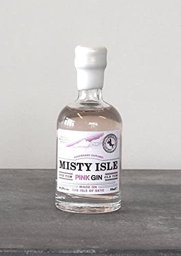 Misty Isle Pink Gin MINIATUR 50 ml - 41,5% Vol. Alc. - Schwarze Johannisbeere, Birne und Mädesüß runden den Gin perfekt ab von Vincent Becker