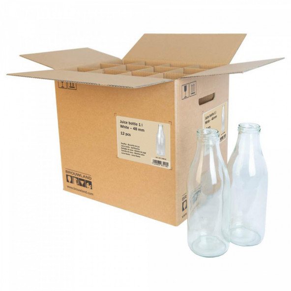 Saftflasche weiß 1 Liter ohne Twist-off Deckel 48 mm, Karton 12 St. von Vinoferm
