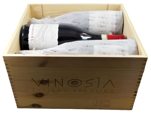 6 Flaschen Rajamagra Taurasi Riserva DOCG 2017 von Vinosia in Original-Holzkiste (limitiert) (6x0,75l), genialer trockener Rotwein aus Kampanien von Vinosia
