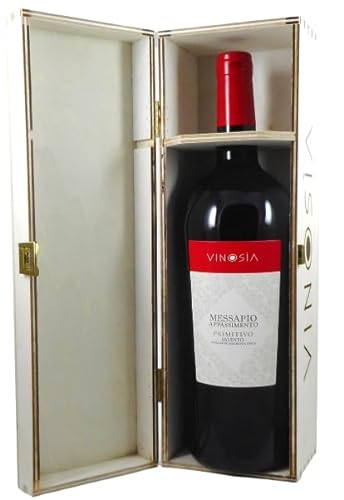 Messapio (Collezione Salende) Primitivo Appassimento IGT 2021 Magnum in Holzkiste von Vinosia (1x0,75l), exzellenter Rotwein aus Apulien von Vinosia