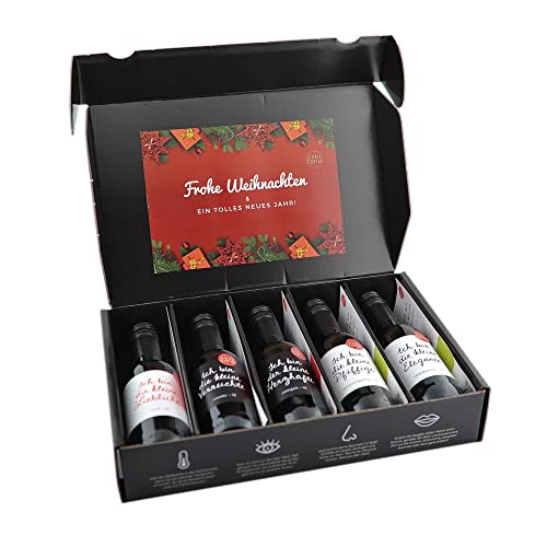 Vinotaria Wein Geschenkbox Frohe Weihnachten für Weinliebhaber 5 x 250ml von Vinotaria