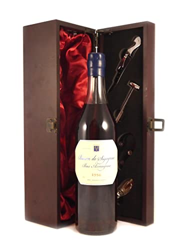 Baron de Signognac Vintage Armagnac 1956 (70cl) in einer mit Seide ausgestatetten Geschenkbox, da zu 4 Weinaccessoires, 1 x 700ml von Vintagewinegifts