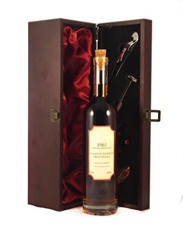 Chateau Pierron Tres Vieille Vintage Armagnac 1961 70cls Decanted Selection in einer mit Seide ausgestatetten Geschenkbox, da zu 4 Weinaccessoires, 1 x 700ml von Vintagewinegifts